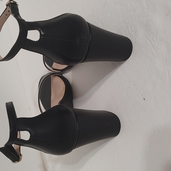 Black Faux Leather Kelly & Katie Ankle Wrap Heels Open Toe Sz 10 - Picture 4 of 4